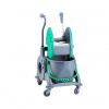 Upratovací vozík MERIDA zelený s ergonomickou rukoväťou jedno vedro 15 l + box 8 l, žmýkač HFV098