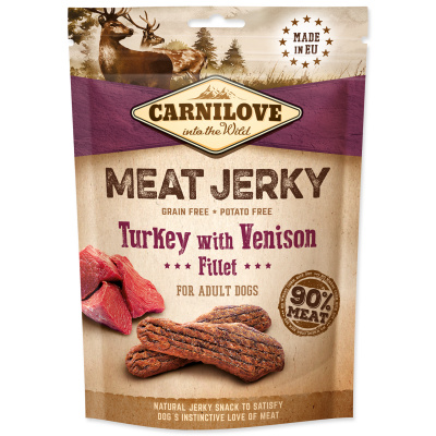 BRIT Carnilove filety z morky a zveriny pre psy Jerky Snack Turkey with Venison Fillet 100g
