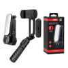 Techsuit – stabilizačná selfie tyč Gimbal Mini so statívom, LED svetlom a Bluetooth ovládaním, 70 cm – čierna KF2313355