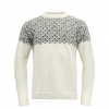 Unisex turistický sveter Devold Bjornoya Wool Sweather Offwhite/Ink S