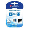 USB kľúč, 64GB, USB 3.2, 80 25MB sec, VERBATIM Nano