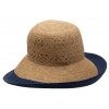 Panamský klobúk - tmavší cloche s širším asymetrickým okrajom a tmavomodrým okrajom - Mayser Sally - UV faktor 80 Veľkosť: 57 cm (M)