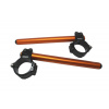 ACCOSSATO Aluminium-forged clip-ons ACCOSSATO with metal clamp composed of 2 half-rings 10 degrees inclination, orange