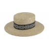 Letný slamený boater klobúk s čiernou zdobenou stuhou - francúzsky žirarďák - Fléchet - Since 1859 Veľkosť: 57 cm (M)
