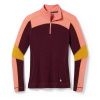 SMARTWOOL Dámske tričko W CLASSIC THERMAL MERINO BL COLORBLOCK 1/4 ZB black cherry heather - oranžové Veľkosť: M