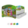 Dětská postel IGOR s motivem SAFARI ZVÍŘÁTKA včetně úložného prostoru, Včetně matrace, 180x80 cm, Bílá