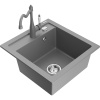 Mexen Vito granitový drez 1-komorový s kuchynskou batériou Carla, sivý - 6503-71-670700-71