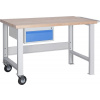 RUDETA s.r.o. Dielenský pojazdný stôl profi 1500 mm, 1 zásuvka, 2 kolesá