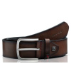 Hnedý pánsky kožený opasok Pierre Cardin s kovovou prackou