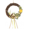Veniec s dekoráciami a hniezdom 20 cm, žltá stuha