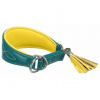 Kožený obojok ACTIVE Comfort pre chrtov - petrolejová/žltá S:27-35cm/55mm