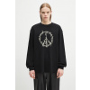Bavlnená mikina Aries Peace Press Gothic Waffle LS Tee čierna farba, s potlačou, AR6003903