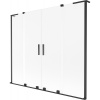 Mexen Velar L Duo, 2-krídlová posuvná vaňová zástena 200 x 150 cm, 8mm sklo námraza, čierna matná, 896-200-003-32-70