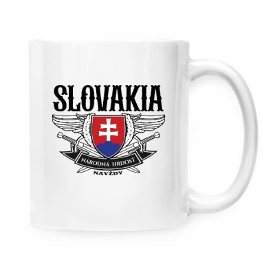 Hrnček malý biely s potlačou Slovakia-národná hrdost-hrnček Bílá Základní