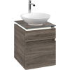 VILLEROY & BOCH Legato závesná skrinka pod umývadlo na dosku (umývadlo v strede), 2 zásuvky, s LED osvetlením, 450 x 500 x 550 mm, Stone Oak, B566L0RK
