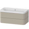 DURAVIT Happy D.2 Plus c-shaped závesná skrinka s nábytkovým umývadlom bez otvoru, 2 zásuvky, 975 x 490 x 480 mm, taupe matná lakovaná, HP4348N6060