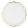PartyDeco TANIERE biele so zlatým okrajom 18,5cm 6ks