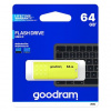 Goodram USB flash disk, USB 2.0, 64GB, UME2, žltý, UME2-0640Y0R11, USB A, s krytkou