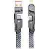 ForCell Kabel FORCELL F-ENERGY C241 4v1 Typ C / USB A na Typ C / Lightning QC PD 3A 60W 1 m chromovaný