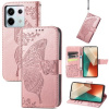 Peňaženkové kožené puzdro Butterfly Love na Xiaomi Redmi Note 13 Pro 4G - Ružové zlato
