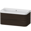 DURAVIT Happy D.2 Plus c-shaped závesná skrinka s nábytkovým umývadlom bez otvoru, 2 zásuvky, 975 x 490 x 480 mm, orech kartáčovaný, HP4348N6969