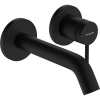 HANSGROHE Tecturis S 2-otvorová páková umývadlová batéria pod omietku, pre nástennú montáž, s rozetami, výtok 165 mm, matná čierna, 73350670