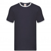 Pánske tričko Fruit of the Loom Valueweight Ringer T - navy-biele, M