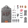 Náhrobok 33x55 cm + Halloween dekorácie s LED svetlom (sada)