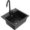 Mexen Milo granitový drez 1-komorový s kuchynskou batériou Telma, čierny/strieborný - 6505-73-670200-70-B