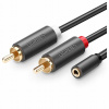 Audio kábel Ugreen AV102 1m 2 x RCA na 3,5mm, čierny