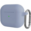AppleKing silikónový ochranný obal s karabínou pre AirPods 3 - modrosivý - možnosť vrátiť tovar ZADARMO do 30tich dní