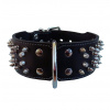 Obojok kožený 7cm + ostne, kúžele - čierny