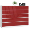 Bývaj s nami SK, Moderná, široká a vysoká komoda, FREEZ160, biela / červený lesk MDF