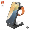 Stojanček s bezdrôtovým nabíjaním 3v1 FIXED MagPowerstation Alu 2 s podporou MagSafe, 15W+3.5W+2.5W, Qi2, čierny