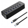 USB hub OEM PremiumCord USB 3.2 Superspeed 7-portový s vypínačmi portov ku3hub7a