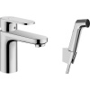 HANSGROHE Vernis Blend páková umývadlová batéria s bidetovou sprškou a sprchovou hadicou 160 cm, bez odtokovej súpravy, výška výtoku 88 mm, chróm, 71215000