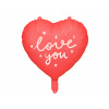 PartyDeco Balónik fóliový Srdce červené Love you 35 cm