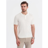 Pánska biela SLIM FIT pruhovaná polokošeľa V3 POSS-0143