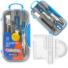 Geometrický set 10 prvkov kružidlo ceruzka s pravítkom trojuholník Colorino