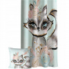 Soovi Home Detské závesy – motív sivej mačičky s kvetinami (polotieniace, na mieru)