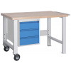 RUDETA s.r.o. Dielenský pojazdný stôl profi 1500 mm, 3 zásuvky, 2 kolesá