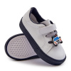 DETSKÉ TENISKY S ROZTOMILOU OZDOBOU Z EKO KOŽE BIELE S TMAVOMODROU 23