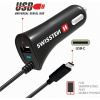 Swissten Prémiová nabíjačka do auta Swissten 12 / 24V / 2,4A + neodpojiteľný dátový kábel USB-C 1m