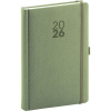 NOTIQUE Denný diár Diamante 2026, olivový, 15 x 21 cm