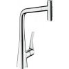 Hansgrohe Metris Select M71 - Kuchynská páková batéria 320, vyťahovateľná sprška, 2jet, sBox, chróm 73816000