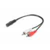 Digitus Audio adapterový kabel, 1x 3.5mm - 2X RCA F/M/M, 0.2m, bl