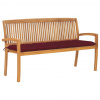 Stohovatelná zahradní lavice s poduškou 159 cm masivní teak Červená 3063330