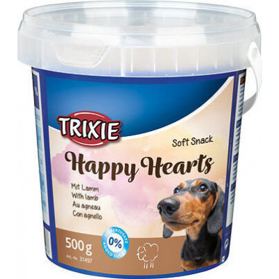 Trixie Soft Snack Happy Hearts - srdíčka jehněčí s rýží, kyblík 500 g