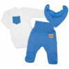 Baby Nellys 3-dielna sada Body dl. rukáv s vreckom, šatka, polodupačky, modrá, biela Baby Nellys