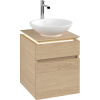 VILLEROY & BOCH Legato závesná skrinka pod umývadlo na dosku (umývadlo v strede), 2 zásuvky, s LED osvetlením, 450 x 500 x 550 mm, Nordic Oak, B566L0VJ
